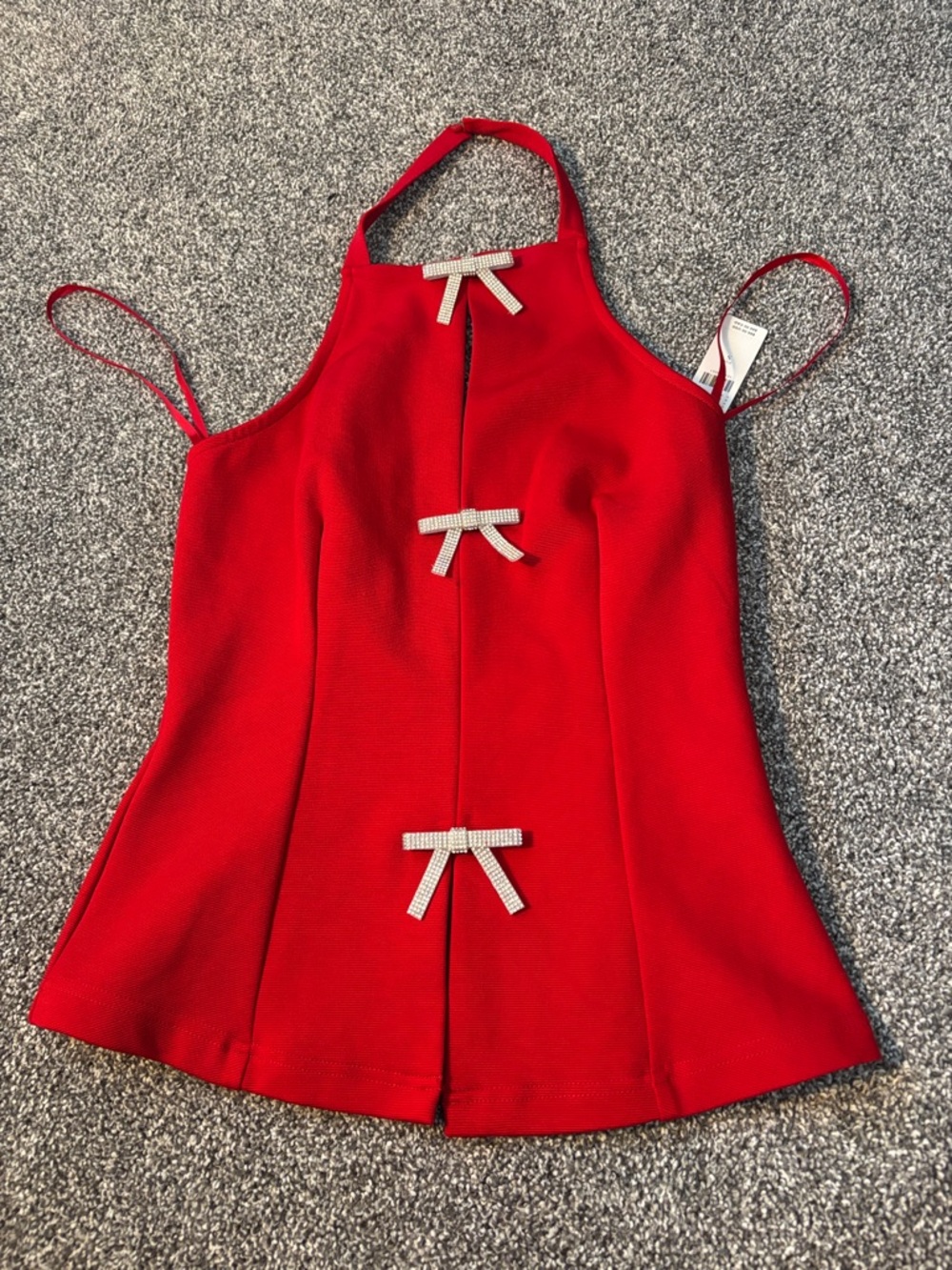 Beautiful Rhinestone Bow Red Halter Top by Maeve for Anthropologie - Picture 2 of 13